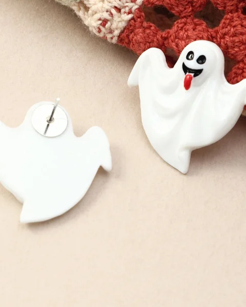 Halloween White Ghost Studs